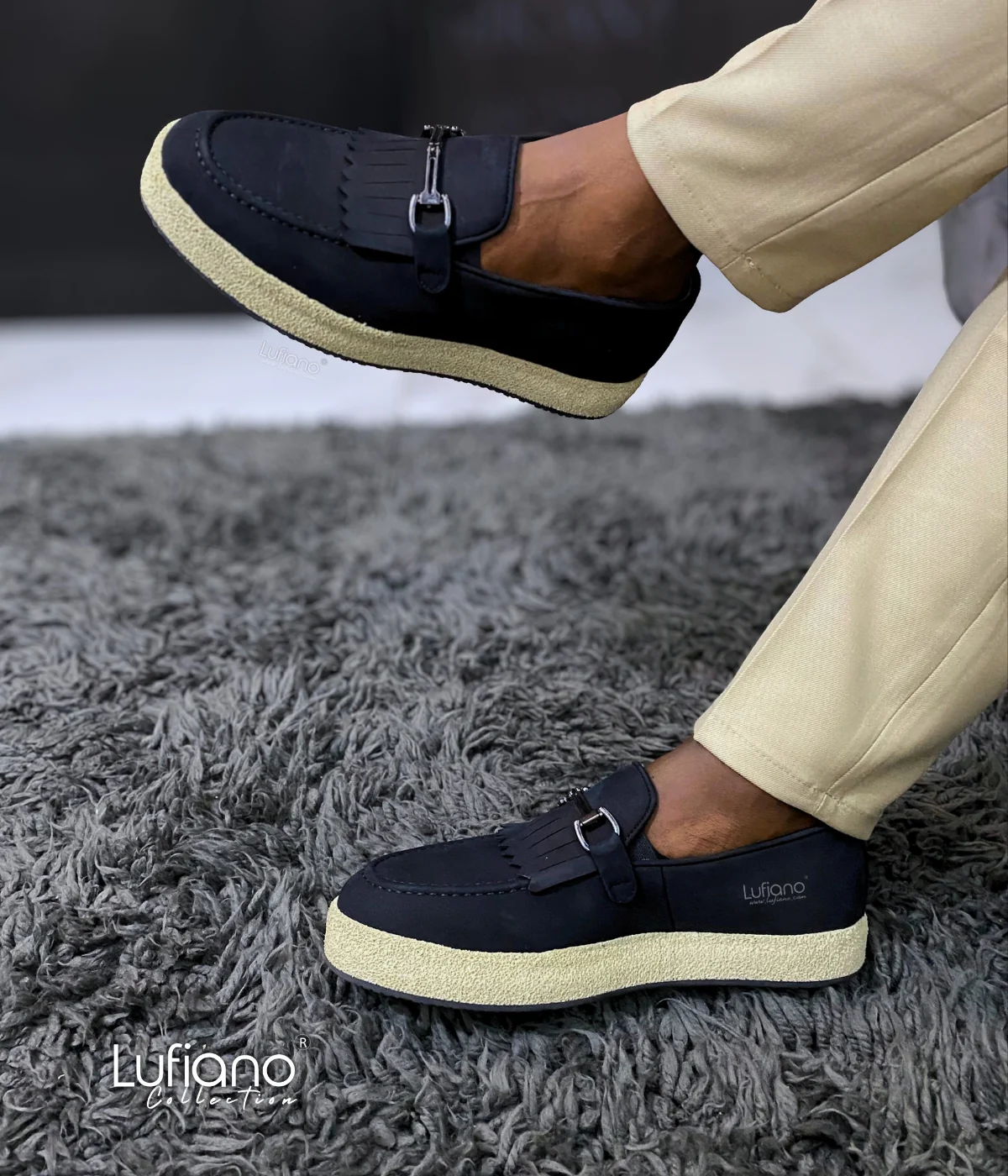 027F - Lufiano collection-Leather loafers- Black - Image 2