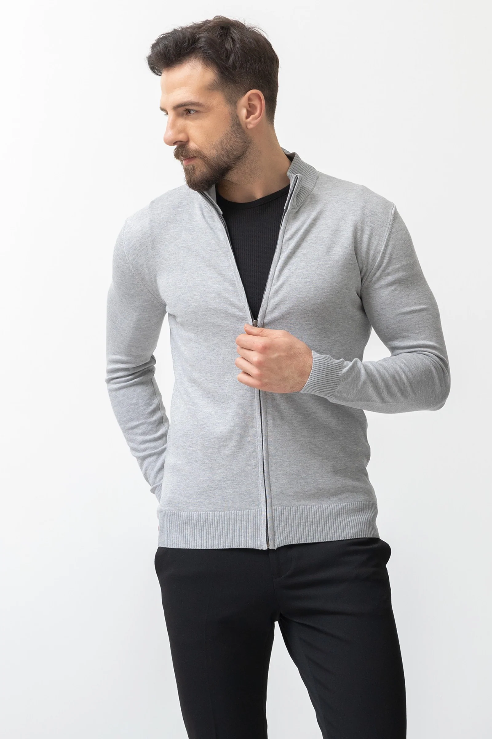 11227: Cardigan: Light Grey - Image 4