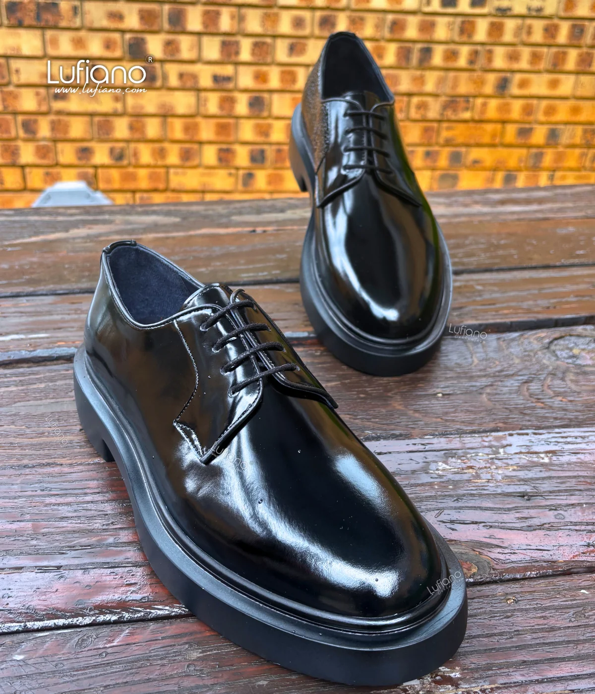 161 Lufiano Lace Up: Black and Blue - Image 2