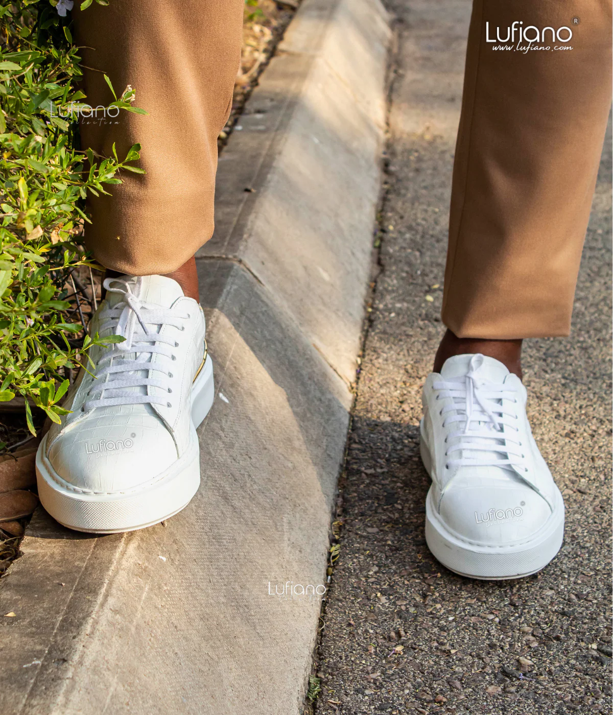 199  Lufiano Lace Up : White-Gold - Image 4