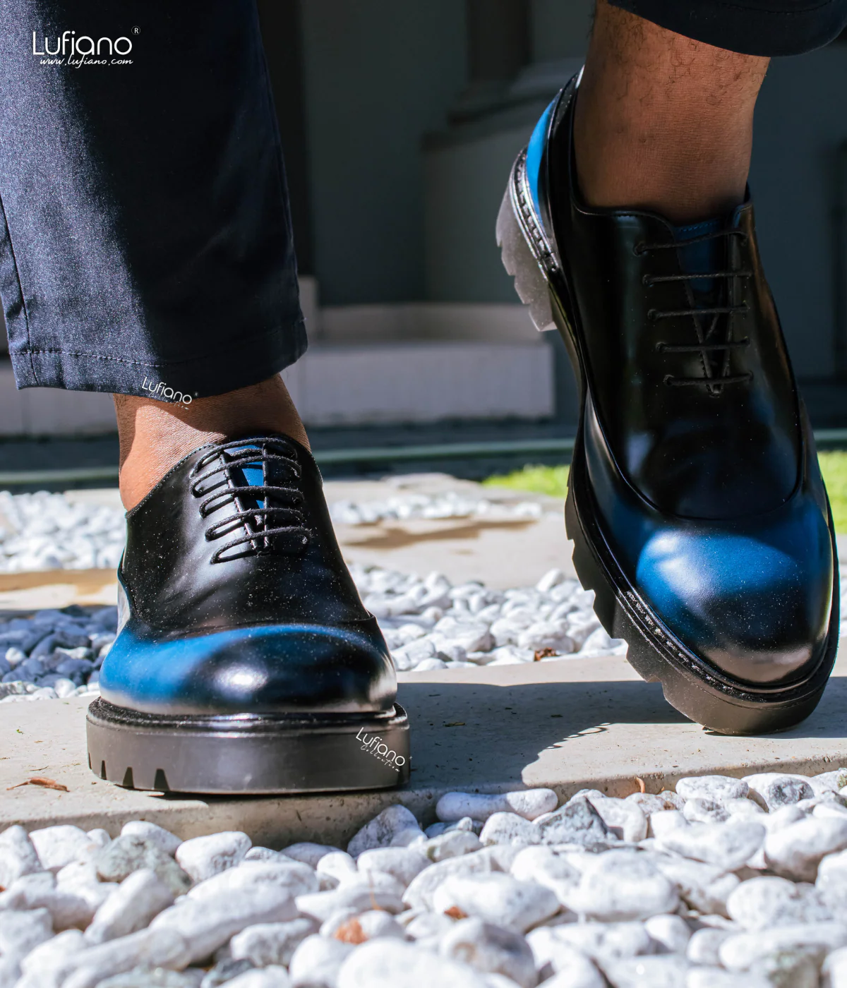 206 - Lufiano Lace Up: Black/blue - Image 5