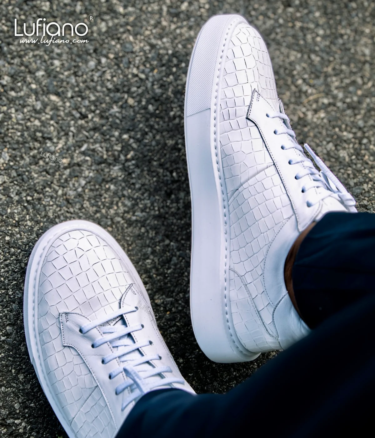 207 Lufiano Lace Up : White - Image 6