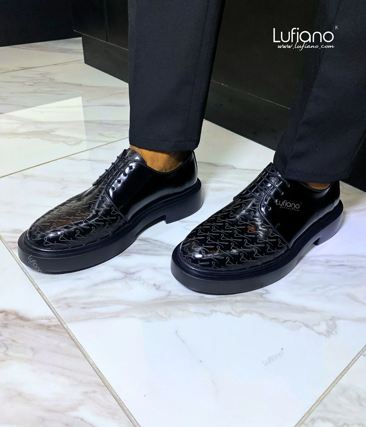208B Lufiano Lace Up: Black - Image 3