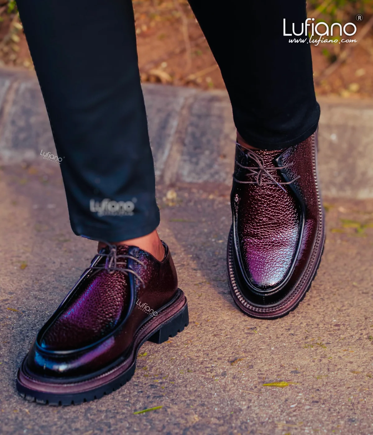 210- Lufiano Lace up: Burgundy - Image 3
