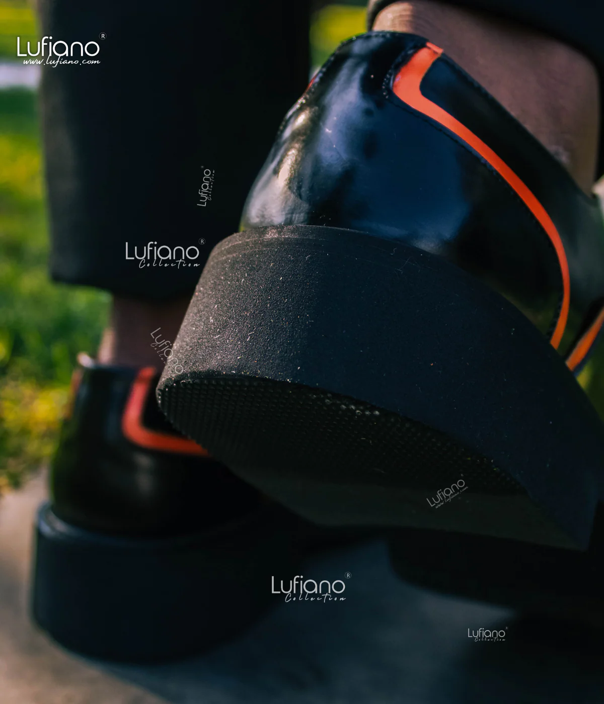 214 - Lufiano Lace Up: Black-Orange - Image 3