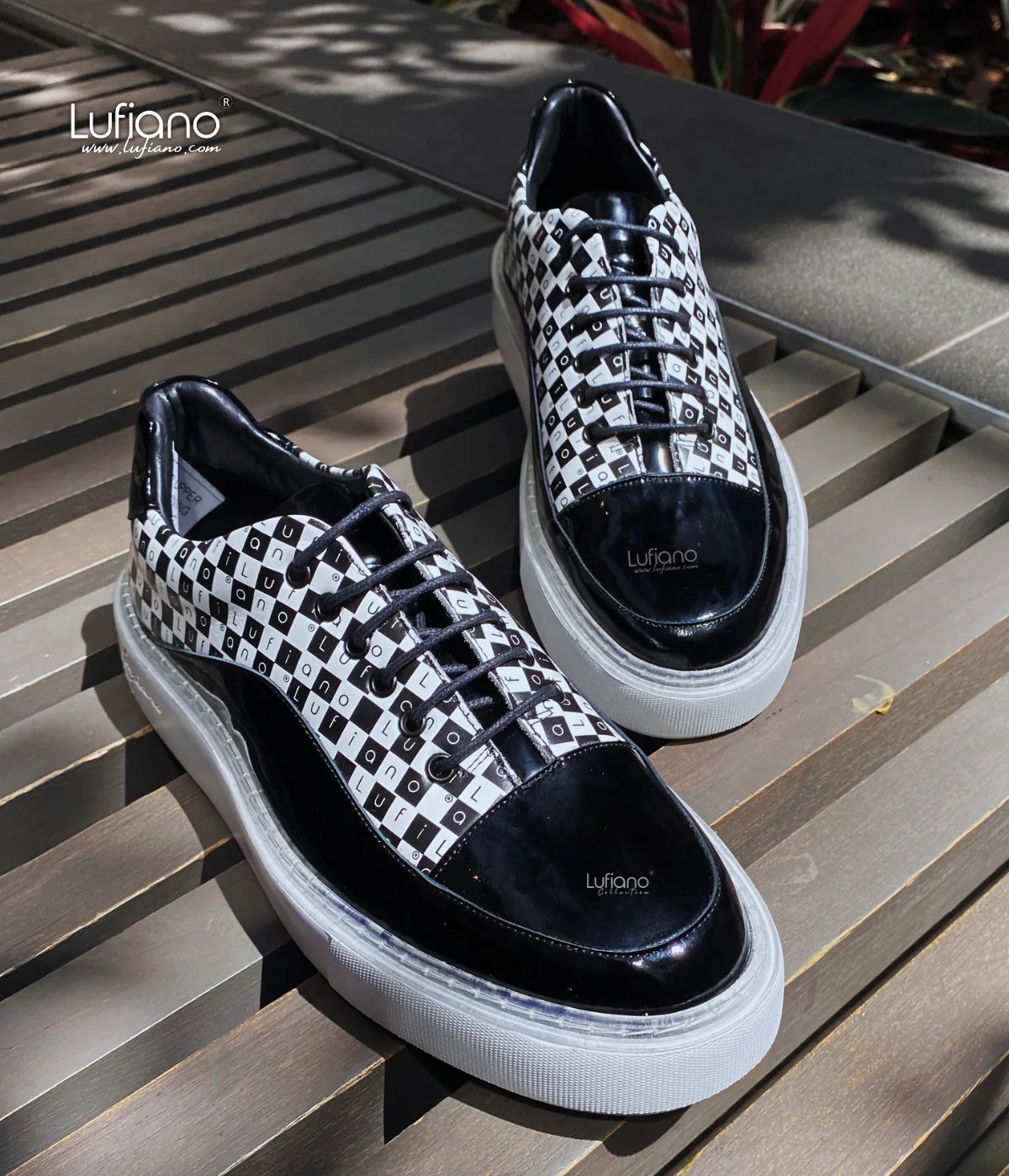 226C Lufiano Lace Up: Black-white - Image 2