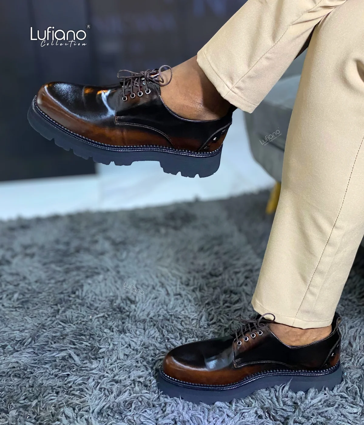 242 - Lufiano Lace up: Brown - Image 2