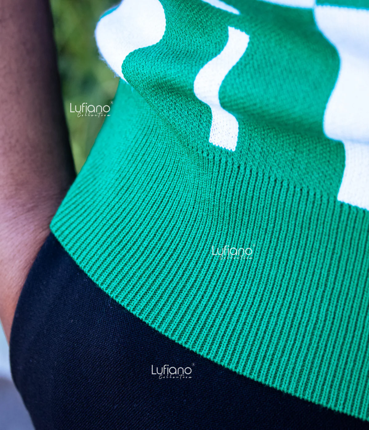 LFN007: Knit Top:Green-White - Image 6