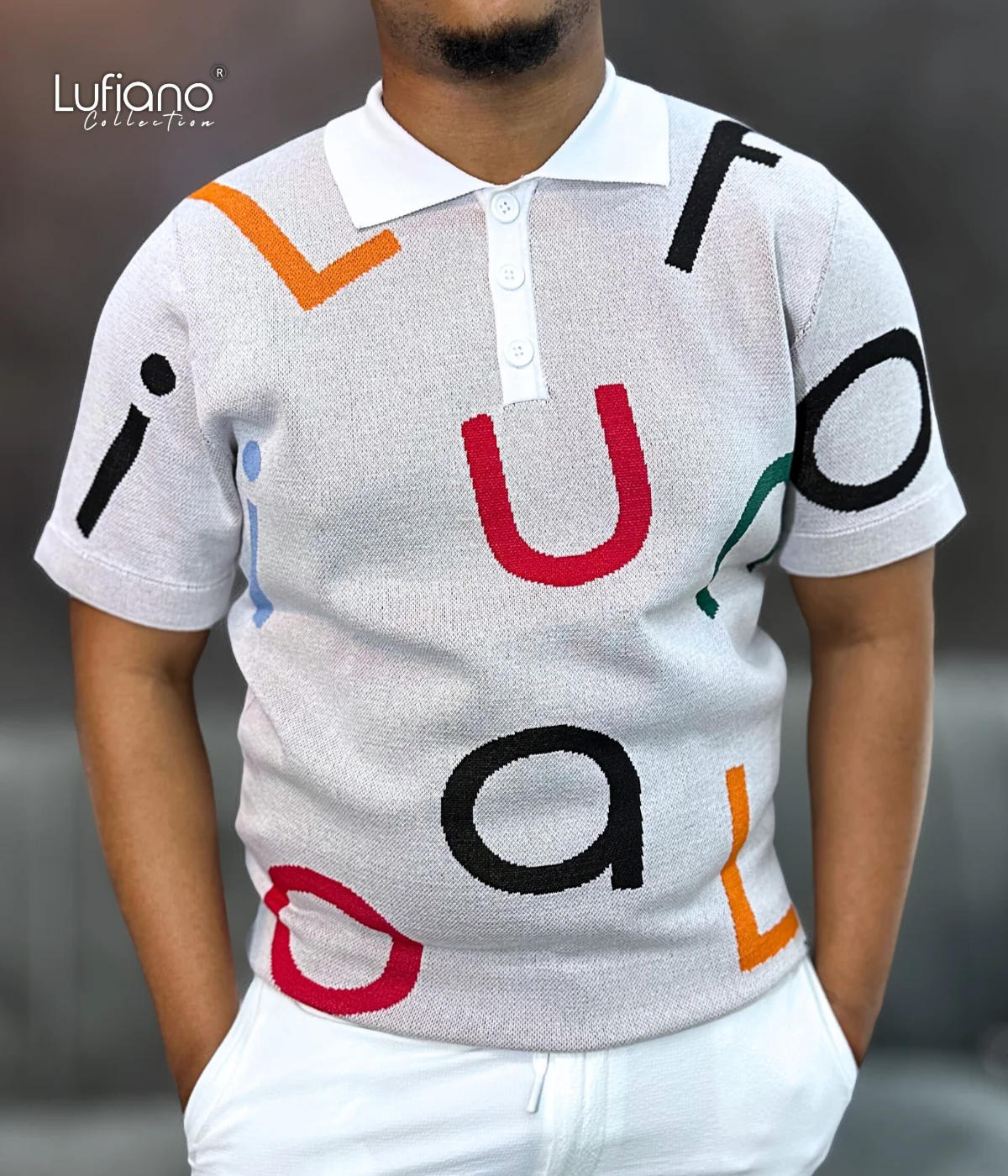 LFN014B: Knit Top:White-Colored - Image 2