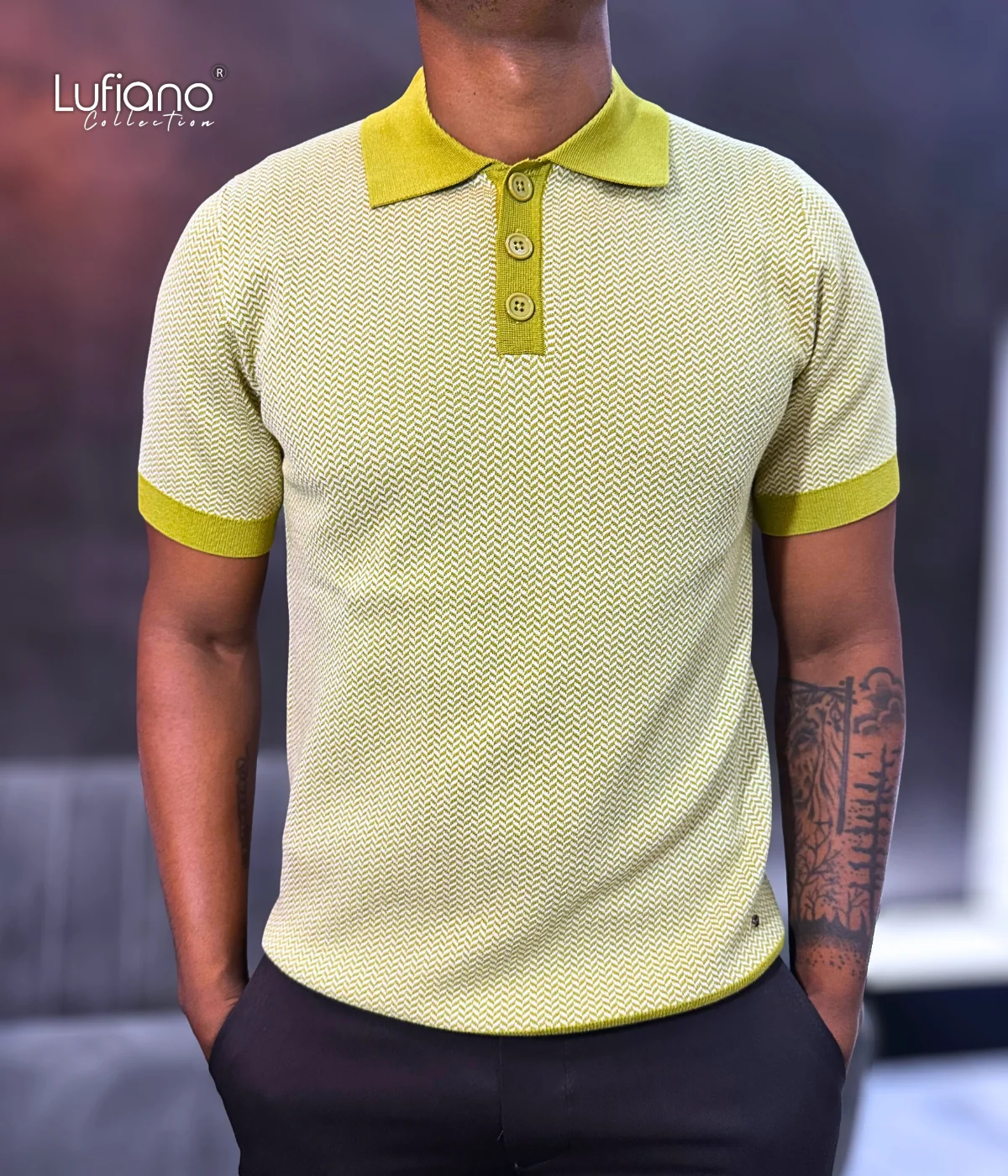 LFN022: Knit Top:Olive-beige