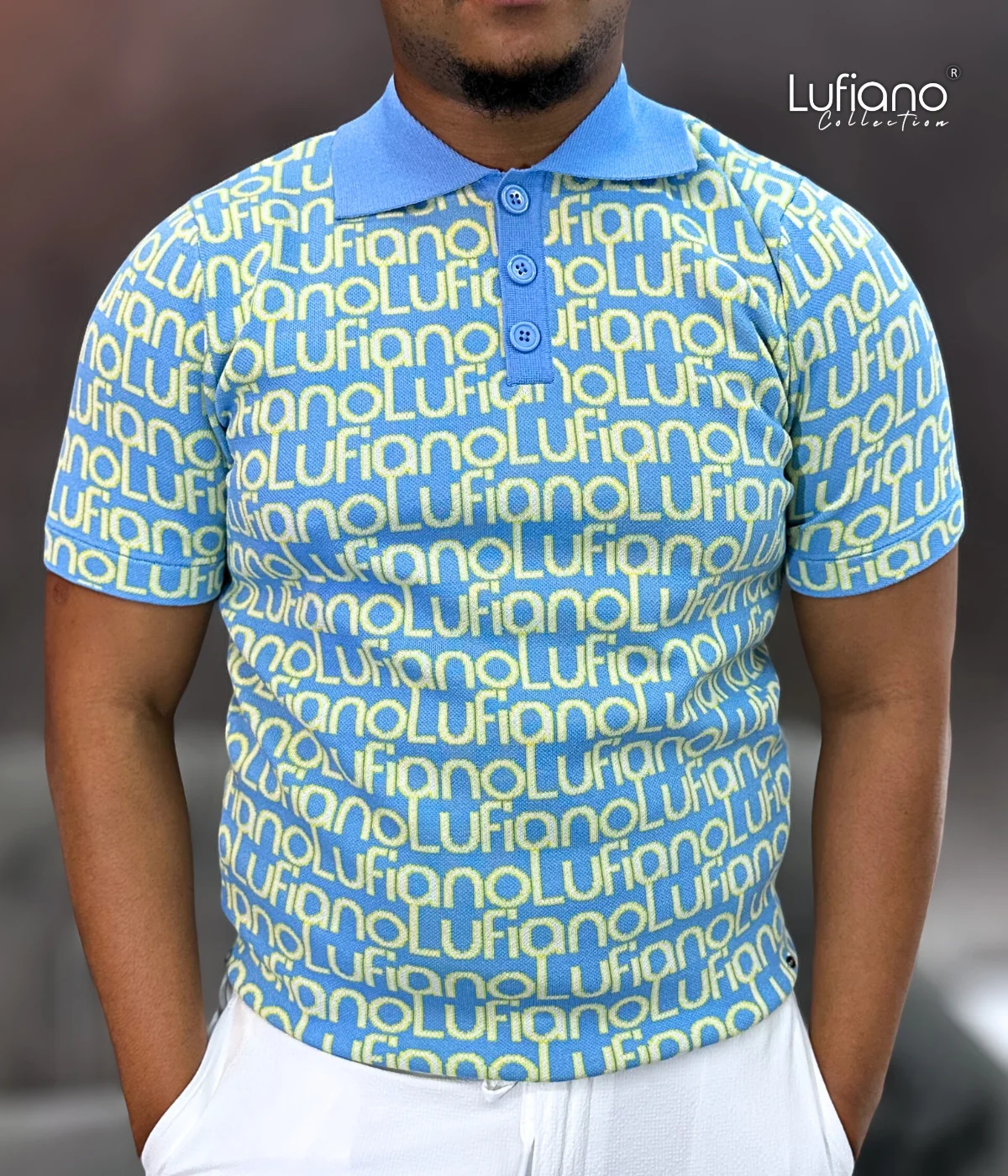 LFN024: Knit Top:Blue-yellow