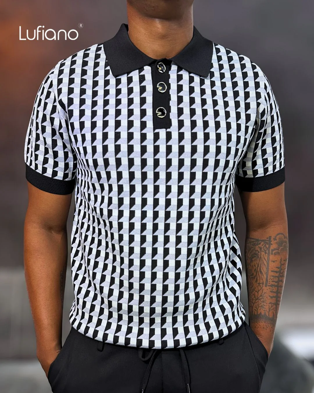 LFN027: Knit Top:Black-grey