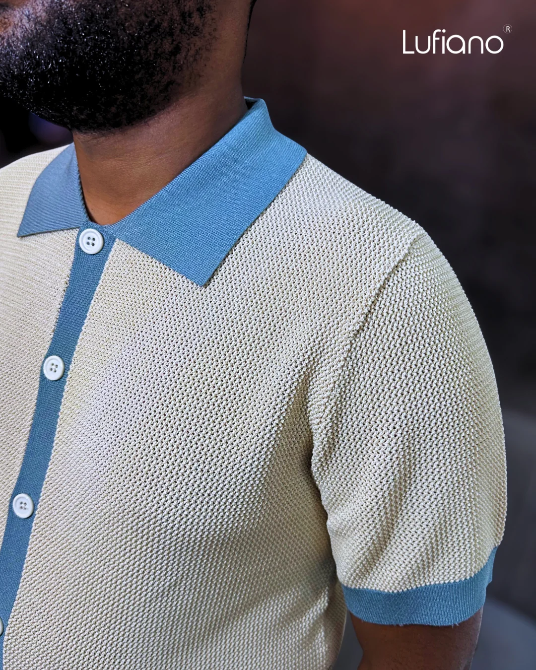 LFN031: Knit Top:Green-beige - Image 3