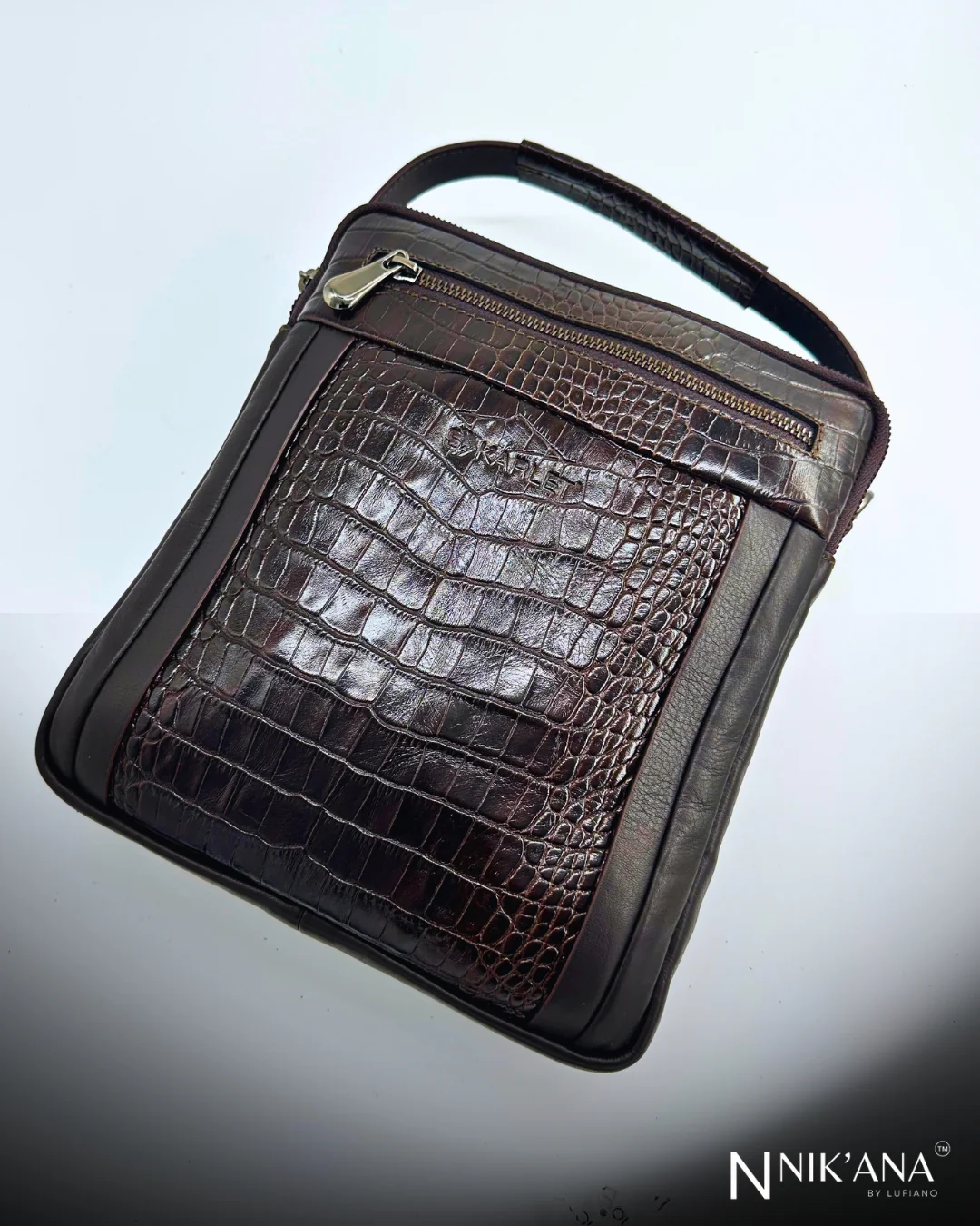 SKARLET061- Men's Dark brown Leather Side bag